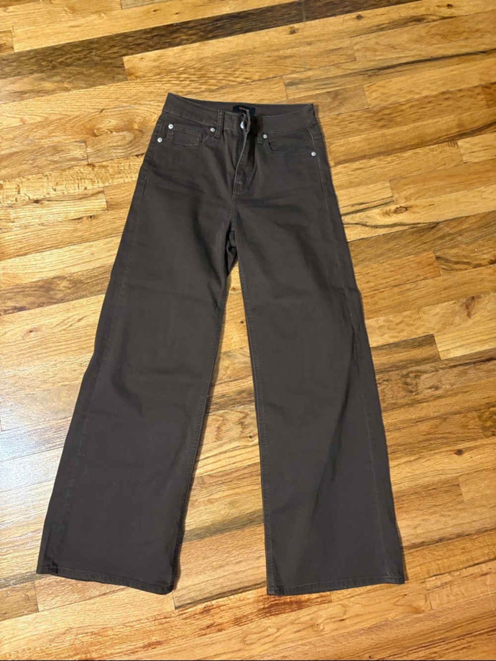 Quince Wide-Leg High-Rise Jeans in Dark Brown